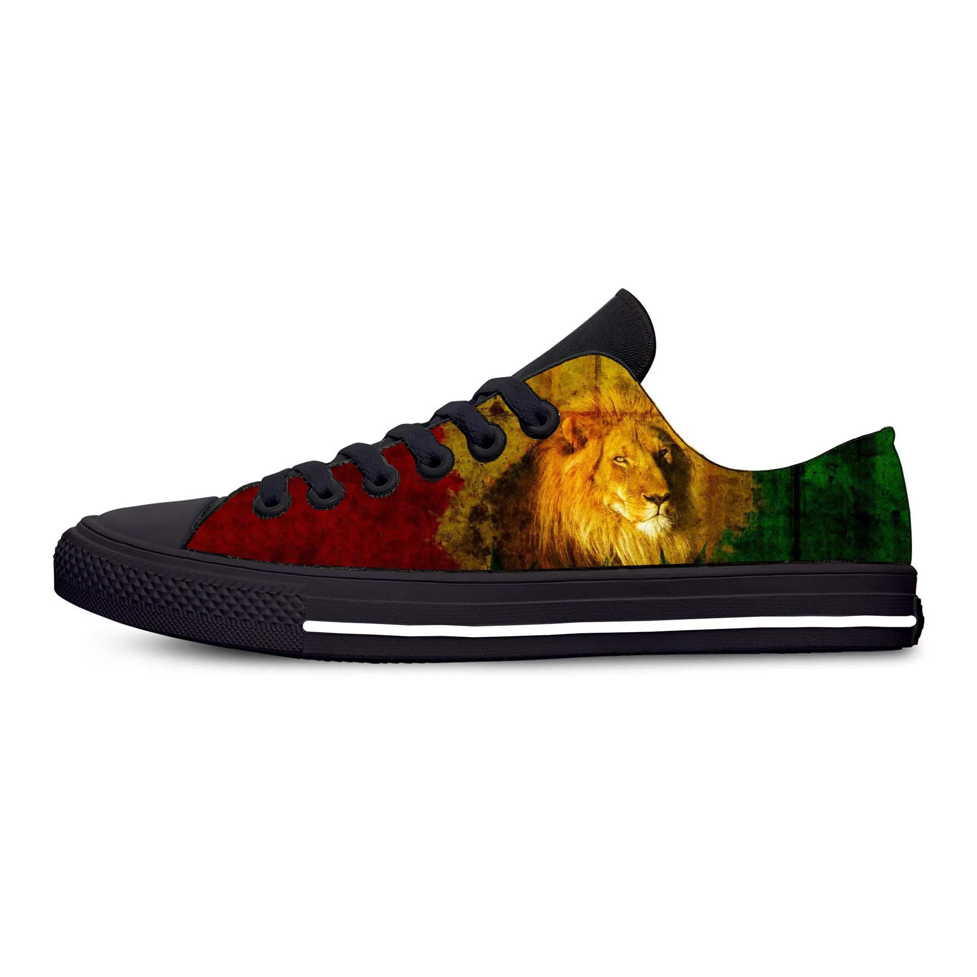 Reggae Rastafarian Rasta Rastafari Lion Of Judah Casual Cloth Shoes Low Top Lightweight Breathable 3D Print Men Women Sneakers