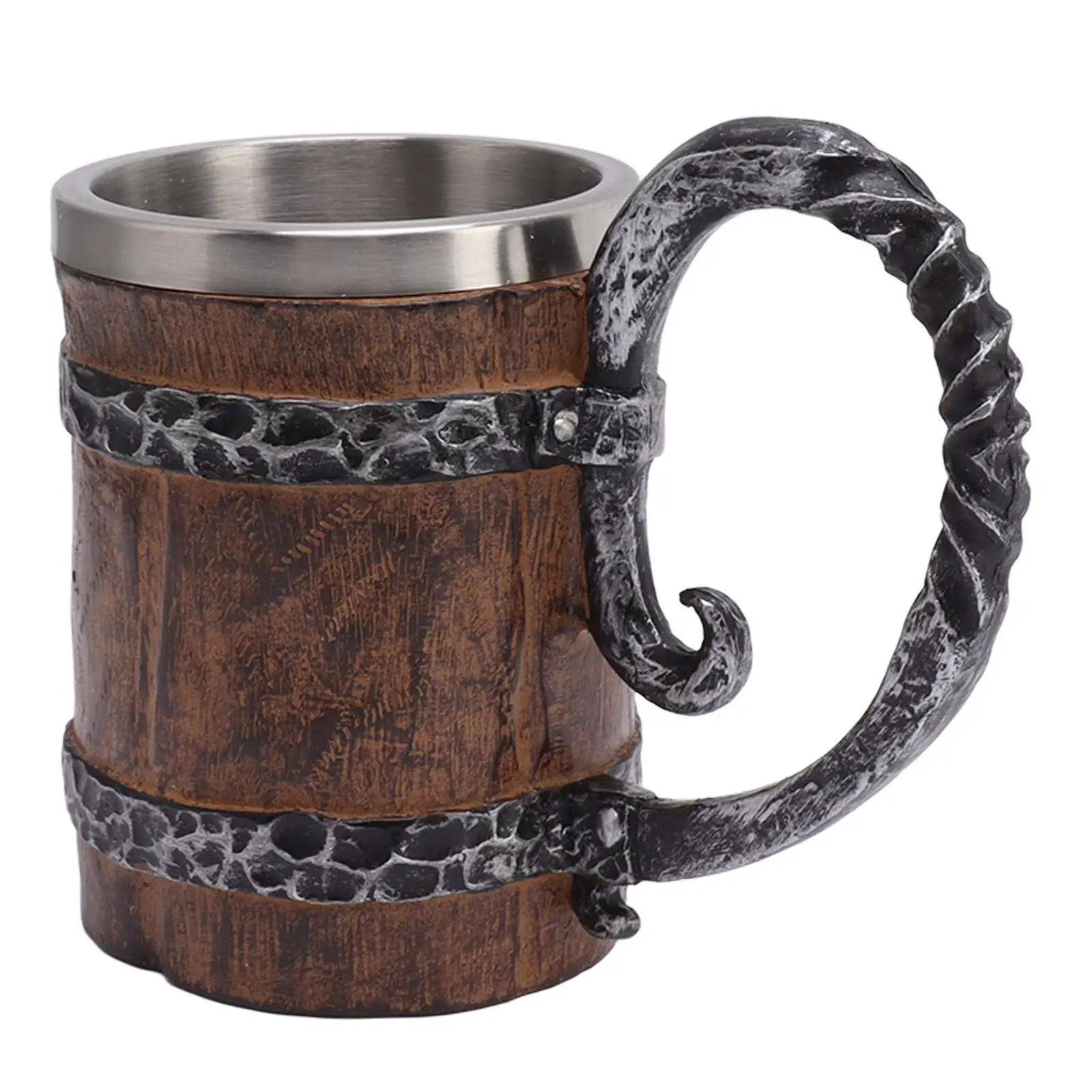 

Viking Style Wooden Drinking Cup | 304 Stainless Steel & Resin Double Wall Beer Mug | Eco-Friendly & Hygienic for Bars