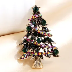 Fashion Christmas Tree Crystal Brooches For Women Bijoux Vintage Clothes Accessories
