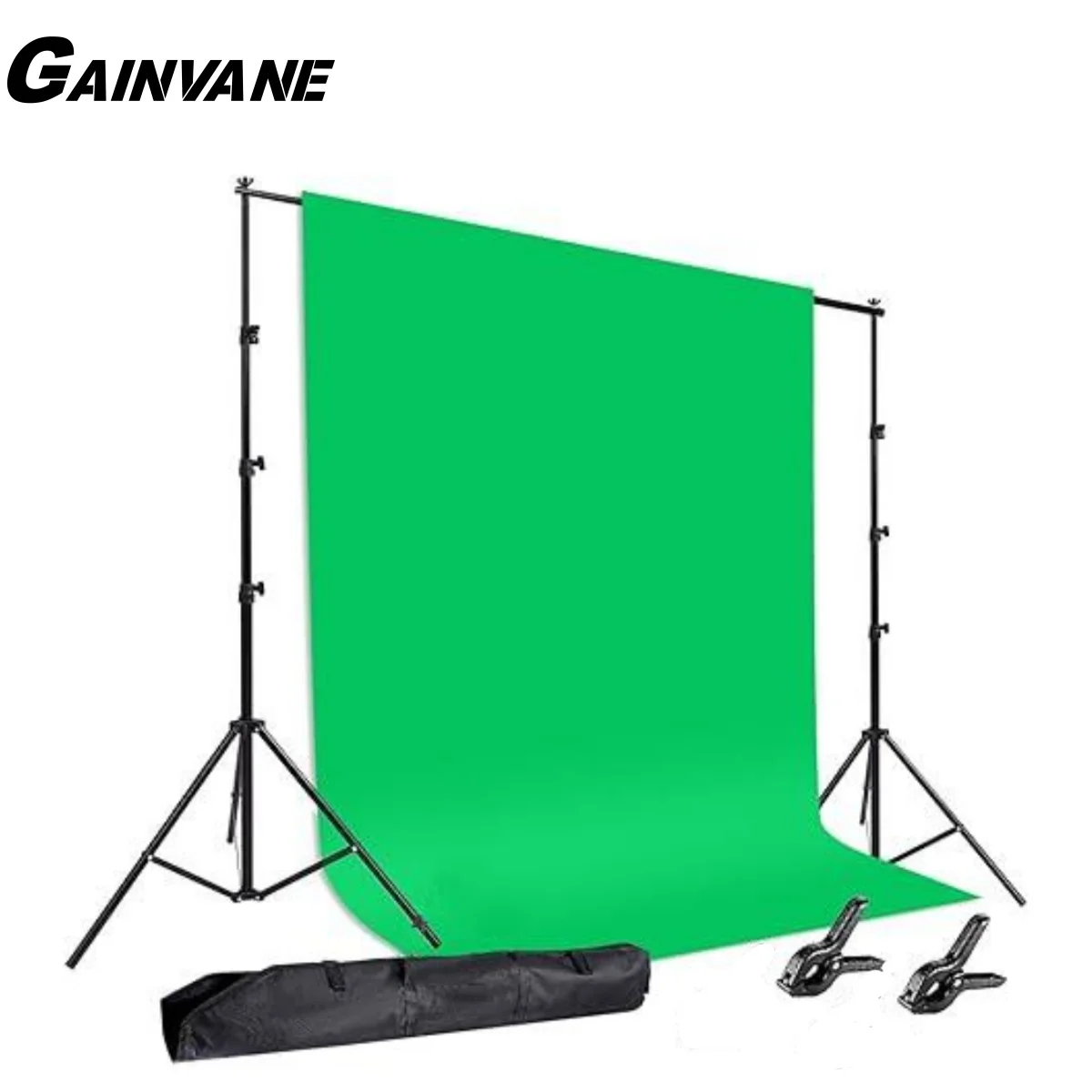 GAINVANE Backdrop Support System Kit With Muslin Cloth Backdrops Telescopic Shoot Background Stand Adjust Include Carry Bag Clip