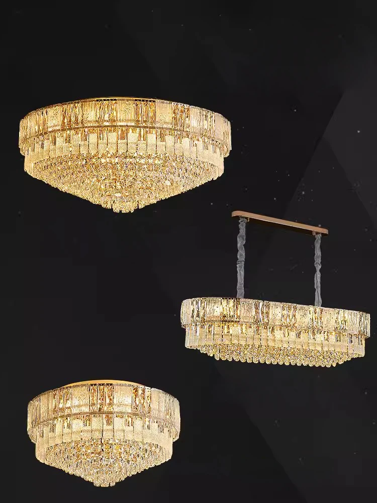 LED K9 Crystal Chrome Gold  2024 Ceiling Chandelier Lighting Suspension Hanging Lamps Luminaire Lampen Lustre For Living Room