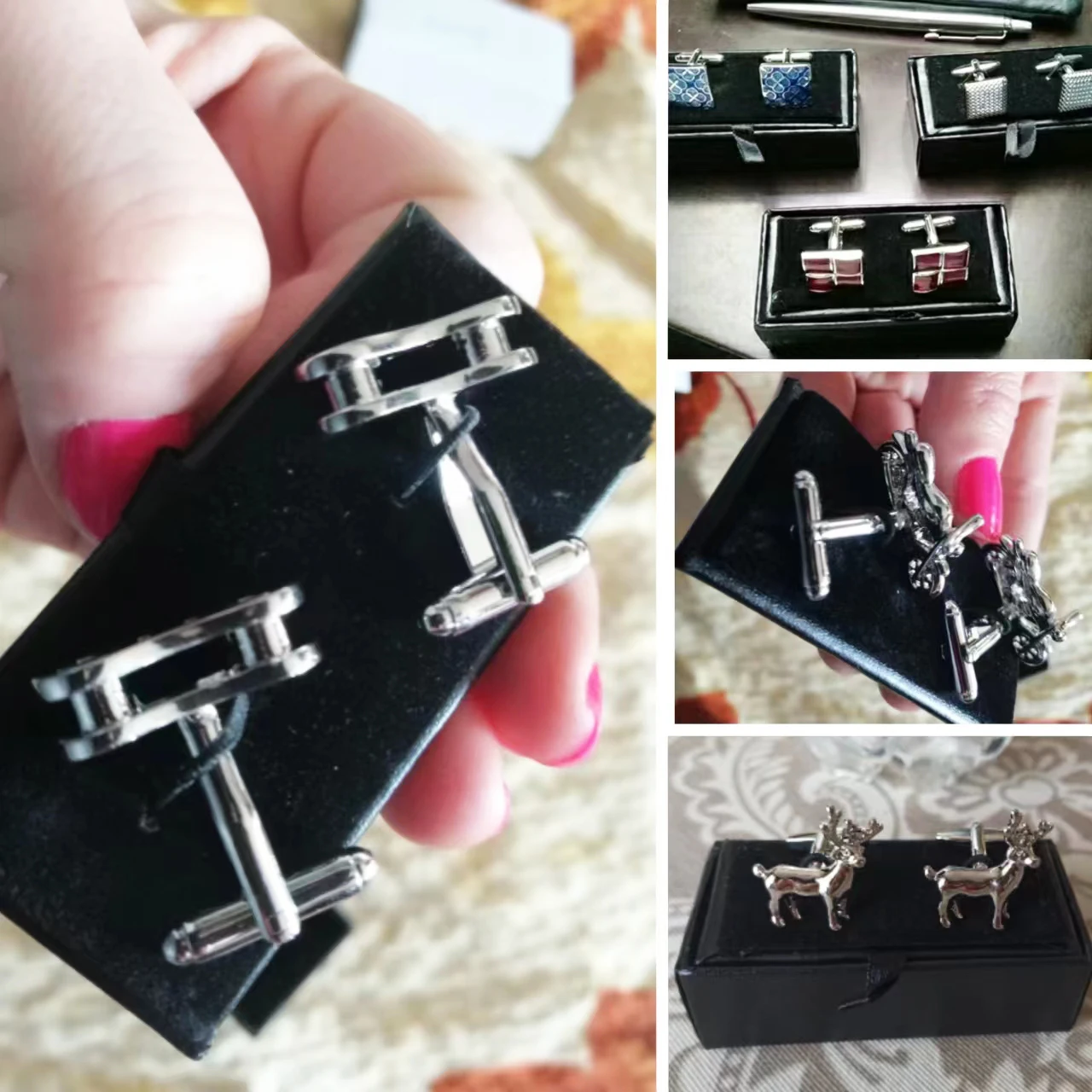 MeMolissa Display Box Cufflinks Classic Motorcycle Design Sports Style Solid Color Cufflinks for Men Wedding Jewelry Best Gifts
