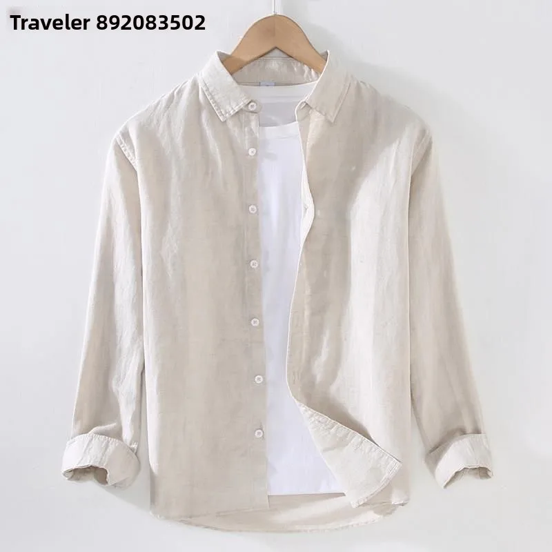 

Men's Linen Long Sleeve Shirt Casual Loose Cotton Linen Material Spring Summer Outdoor Wear City Walk Fashion Urban Style
