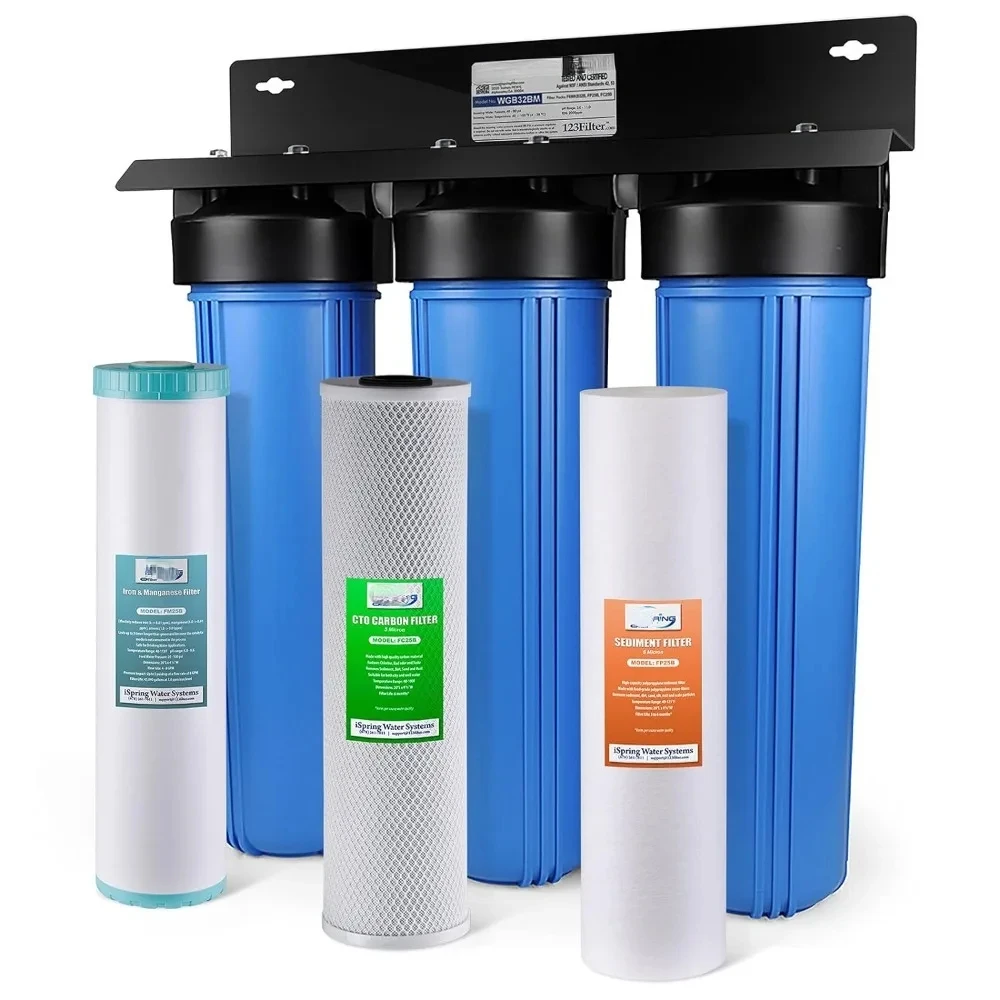 

Whole House Water System, Reduces Iron, Manganese, Chlorine, Sediment, Taste, and Odor, 3-Stage Iron Whole House