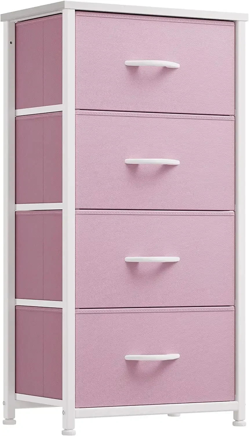 Dresser with 4 Drawers - Storage Tower Unit, Fabric Dresser for Bedroom, Living Room, Closets & Nursery - Sturdy Steel Frame