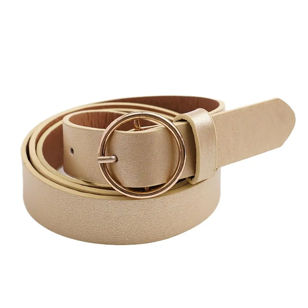 2023 Women Belts New PU Leather Simple Metal Belt Girls Dress Jean Pants Waistband Belts for Lady Luxury Designer Brand F0Z7