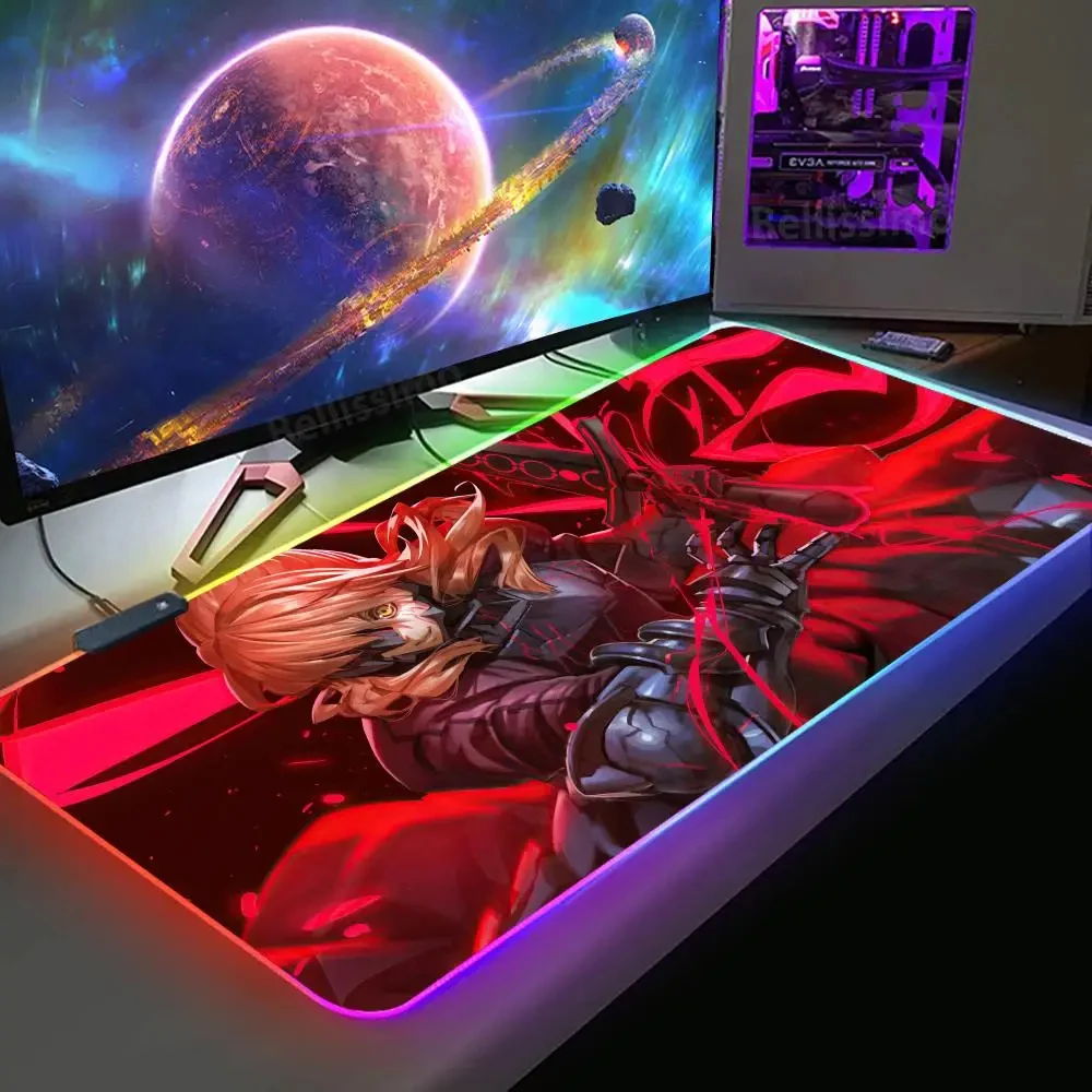 

Altria Pendragon Fate Saber Wired Mechanical Keyboards Cosplay LED Keys Keyboards Anime RGB Fate stay night with Mouse Pad Sets