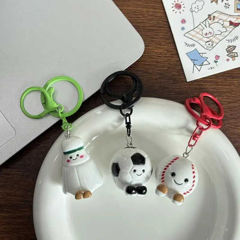 

Cute Cartoon Three-dimensional Football Badminton Keychain Kawaii Fun Creativity Couple Ornament Decoration Accessories Gifts