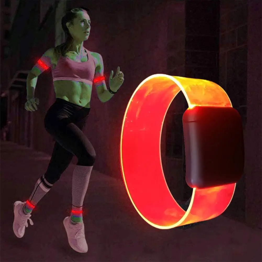 

LED Battery Light-emitting Bracelet Running Armband Safety Cheering Band Props Flashing Party Entertainment Light Luminous M0I8