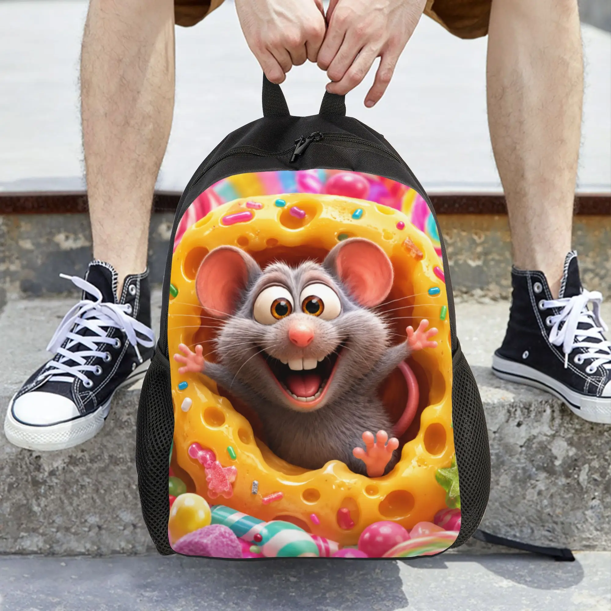 Fashion Cute hamster theme backpack  mochila Harajuku Design Hiking Zipper Closure Rucksack