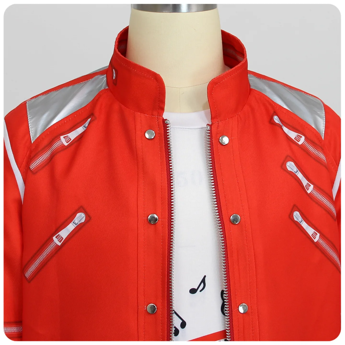 Jungen Sänger Rote Jacke Klavier-Print T-Shirt Schwarze Hose Set Halloween Kinder Bühnen-Cosplay Party-Outfit – Detail 9