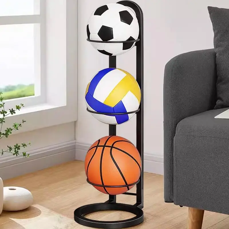 Basketball Storage Rack Vertical Display Stand Multifunctional Easy To Assemble Ball Rack For Garage Kids Room Football