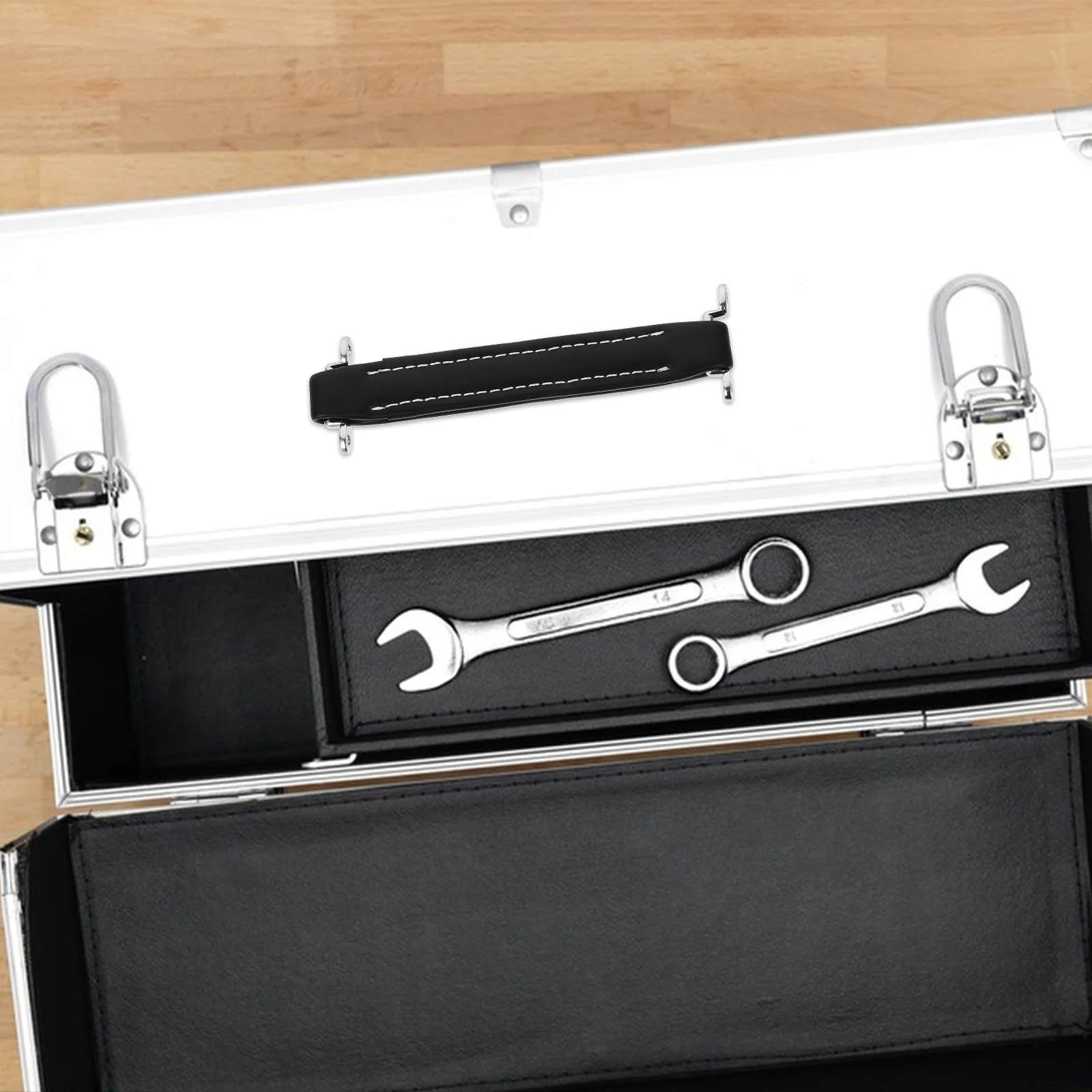 

Guitar Amplifier Handle Belt Black PU Reinforced Metal Bar Durable Lightweight for Audio Amp Speaker Cabinet