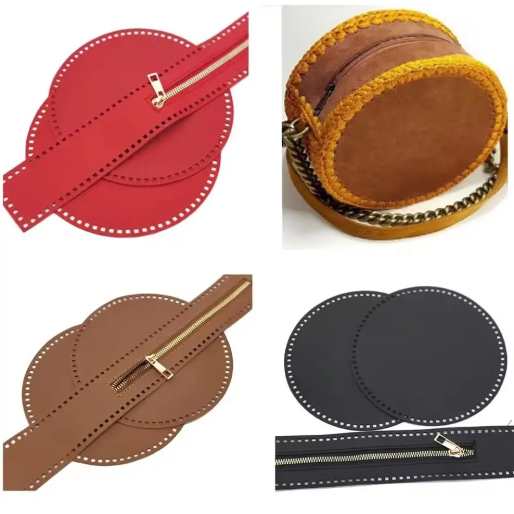 DIY بو الجلود حقيبة كروشيه أسفل مع ثقوب حقيبة مستديرة قاعدة صنع أكياس محفظة اليدوية أسفل للمرأة