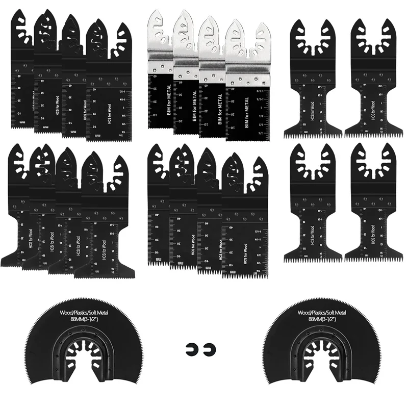 24pcs Oscillating Saw Blades Universal Edge Trimmer Saw Blade Oscillation Multi Tool Quick Release Saw Blade Tools Accessories