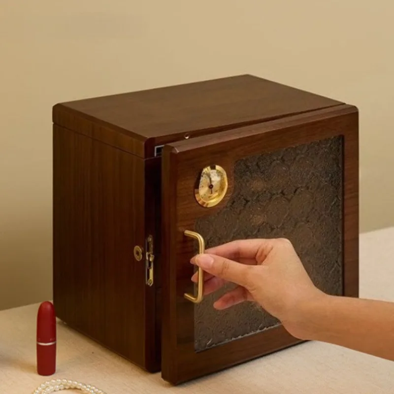 Solid Wood Jewelry Box Large Necklace Storage Boxes Drawer Trinket Bracelet Case Wedding Gift Jewellery Protect Cases with Lock
