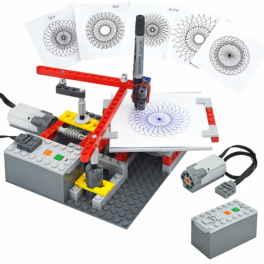 MOC 5110 Plotter Electric Motor Bricks Drawing Machine Model Drawings Technical Assemble Building Blocks Kid Toys Christmas Gift