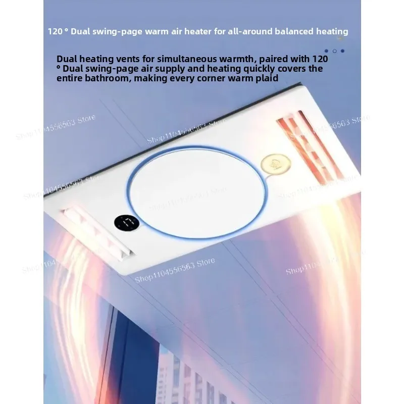 Dispositivo de teto integrado multifuncional para banheiro 220V - calor + exaustor + iluminação 3 em 1