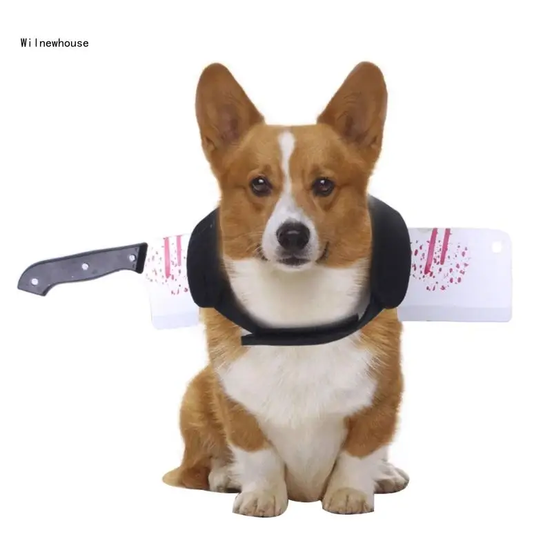 Funny Bloodstains Knife Costume for Dogs Pet Halloween Holiday Accessories Dropship