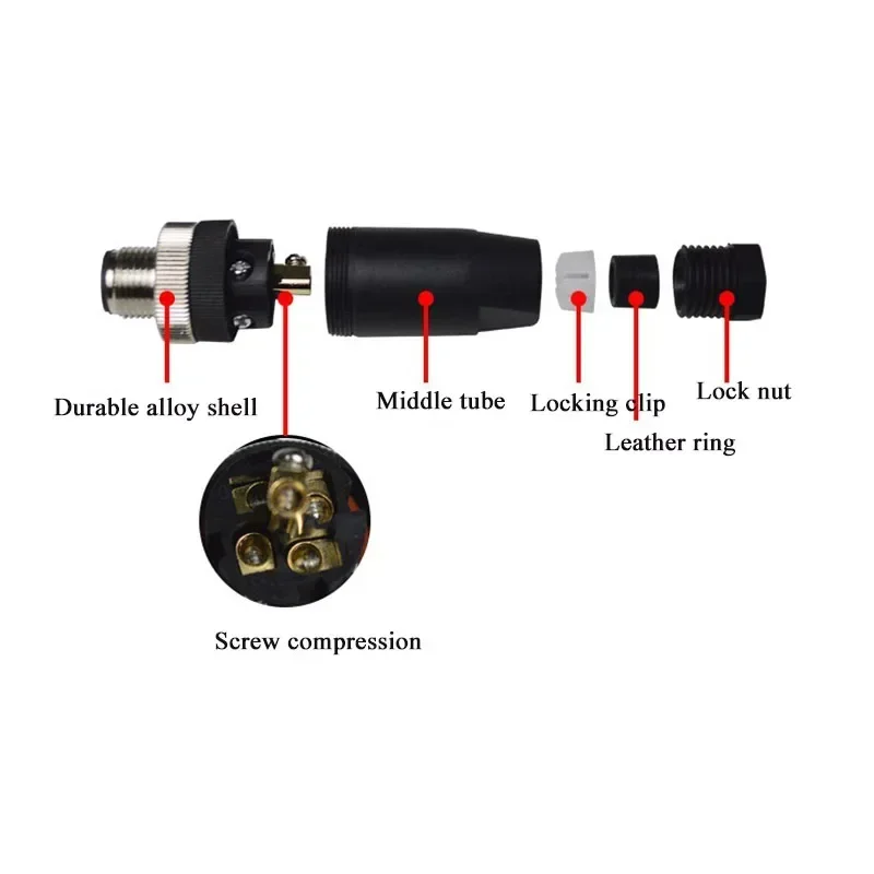 IP68 M12 A-Code Sensor Connector 4Pin D-coding 5 8 Pin Core Screw Lock Wire Plug PG7 PG9 Waterproof Male Female Head Plug 1pc