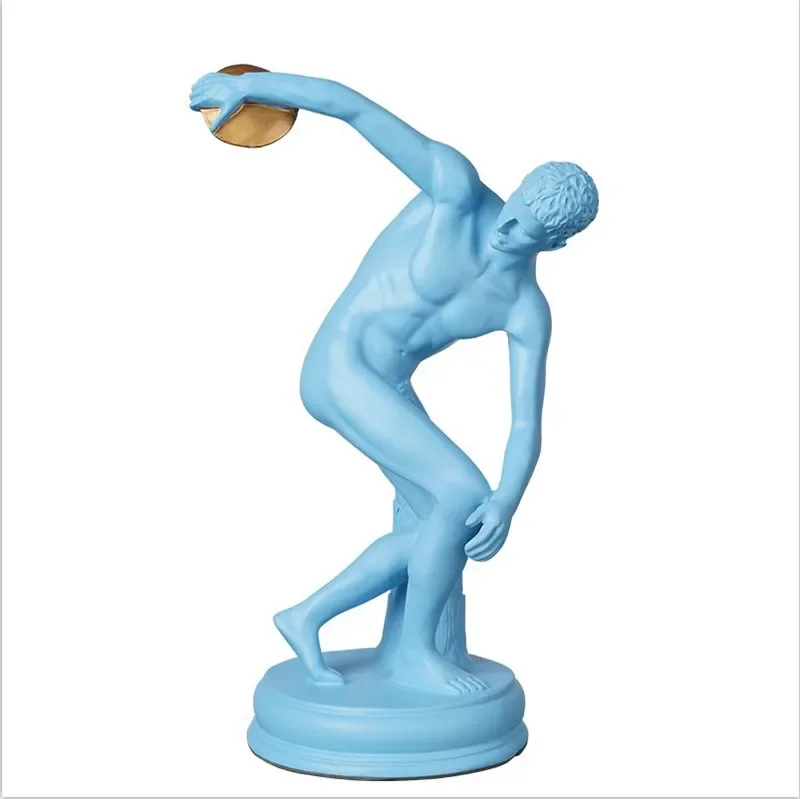 

[VIP] Nordic Character Sculpture Discus Thrower Statue Home Decoration Living Room TV Cabinet Office Desktop Resin Furnishings