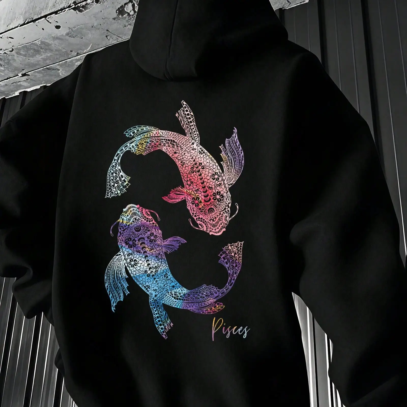 1pc Pisces Zodiac Sign Funny Men's Hoodies Men's Retro Athletic Sweatshirt Men's Party Wear