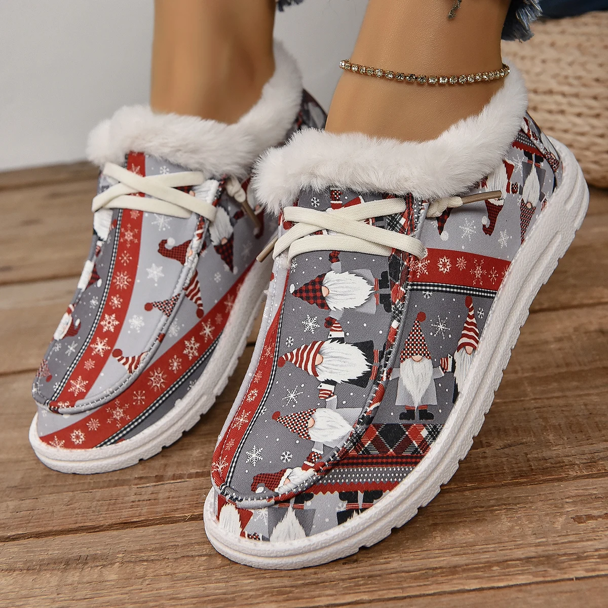 Women Boots Winter New Thick Bottom Snow Boots Female Plus Velvet Thickened Hairy Cotton Shoes Women\'s Casual Printed Sneakers