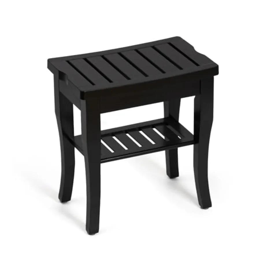 

Bamboo Shower Bench Spa Small Shower Stool for Inside Shower Waterproof Bathroom Bench Seat with Storage Shelf for Adults Elder