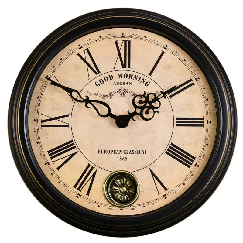 

Vintage swing silent clock living room wall clock American style decoration Nordic wall watch personality clock atmosphere