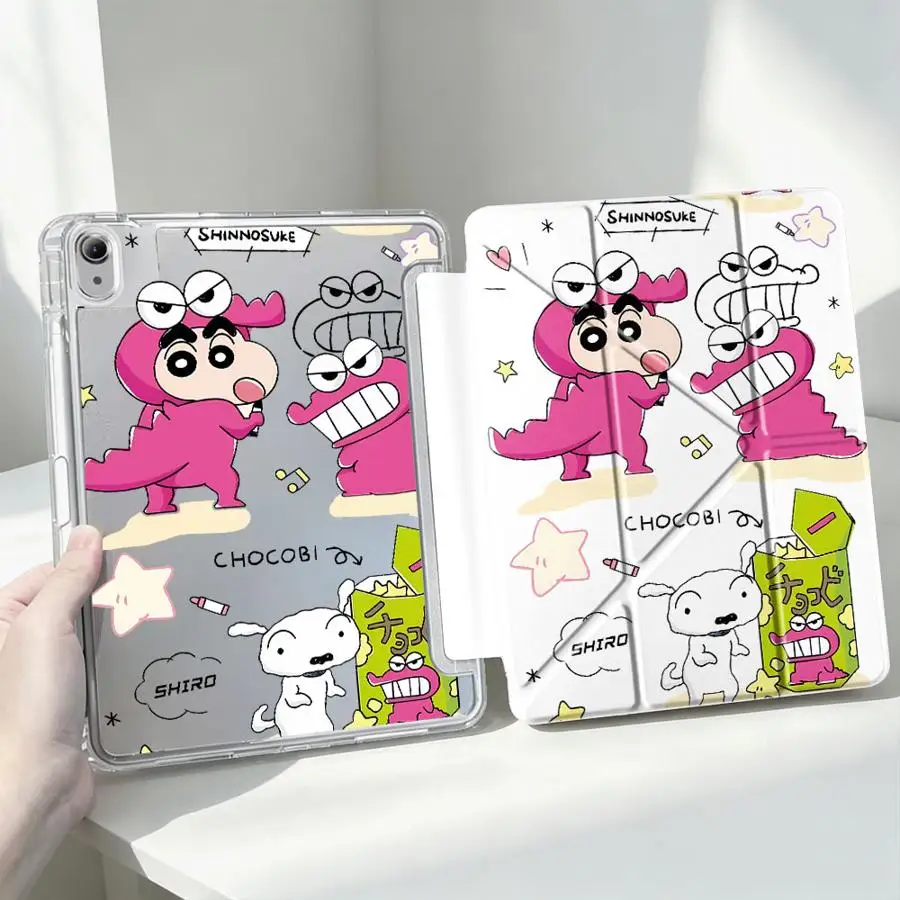 Tablet Case For iPad 12th 10th Gen Mini 7 6 5 Pro 13 2025 2026 11th 9th Air 8 M2 M3 3 With Pen Slot Cover Cartoon Crayons