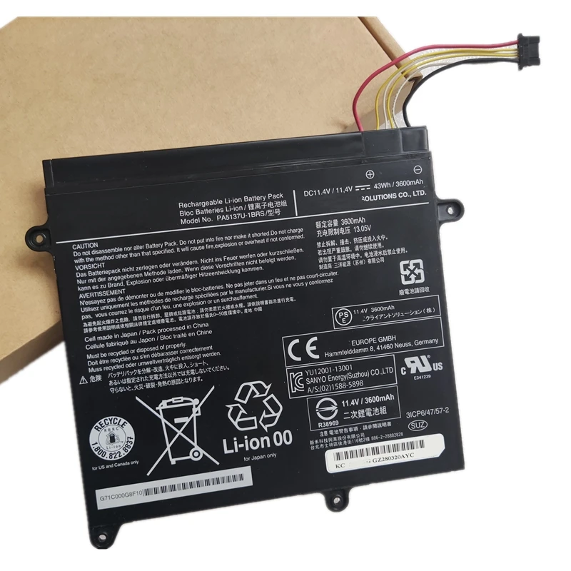 

Genuine PA5137U-1BRS Battery For Toshiba PorTege Z10T-A-12Z 12J 12M 10H 11G 11Q Z10T-A-13G Z10T-A-13R 13V 13K 13Q Z10T-A-14D 14E