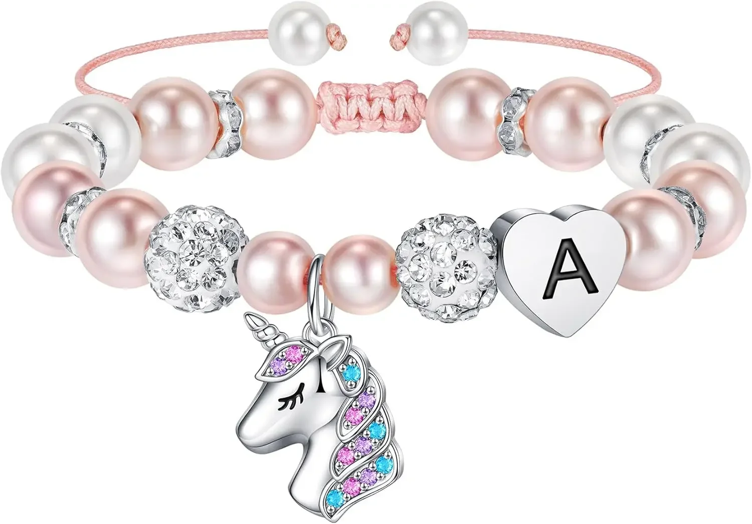 

Graduation Gifts for Kids Girls - Unicorn Bracelets for Girls Kids, CZ Initial Unicorns Bracelet