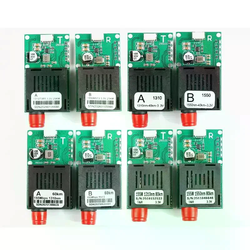 TTL Optical Transceiver Module DC 5.5-26V FC Interface For Drones Terminal Equipment RX/TX/AV/VCC/GND 20KM/40KM/60KM