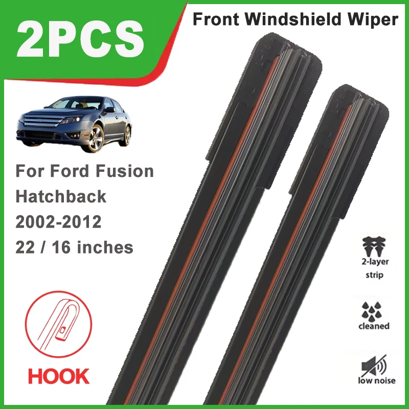 

2PCS Double Rubber Front Wiper Blades For Ford Fusion Hatchback 2002-2012 Windshield Windscreen Car Replacement Accessories