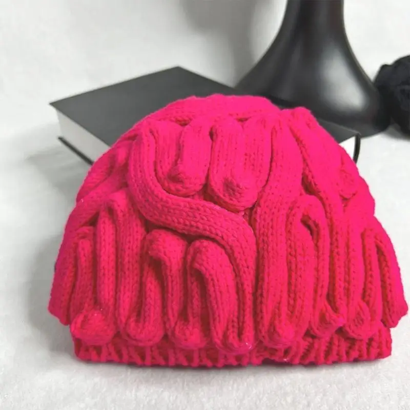 

L5YA Winter Warm Novelty Hat for Adult Cerebrum Hat Pullover Skull Hat for Outdoor Activity Halloween Dressingup Headwear