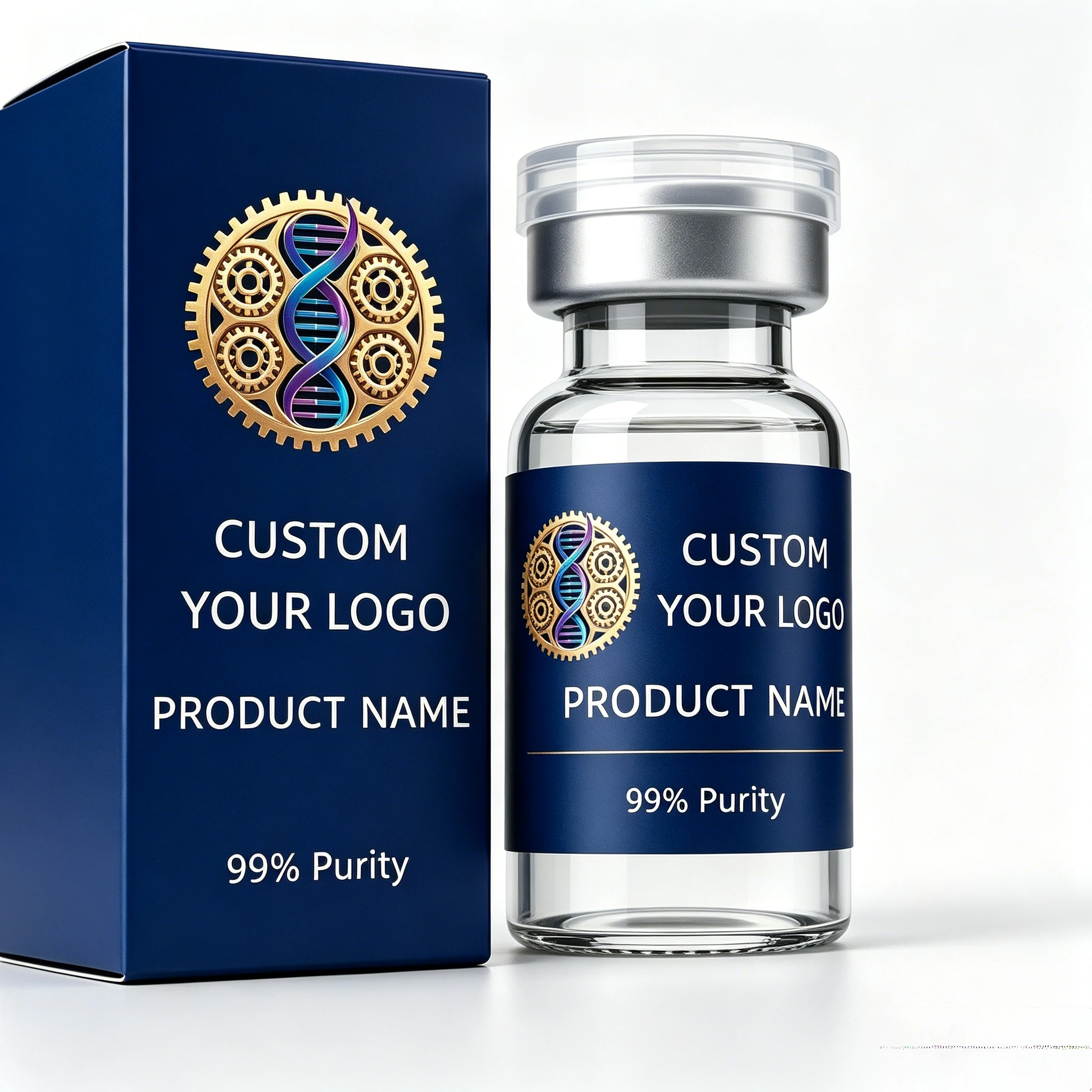 HD Waterproof Custom Packaging Labels Peptide Bottle Carton Stickers Free Design For 3ml 5ml 10ml Health Supplement Goods