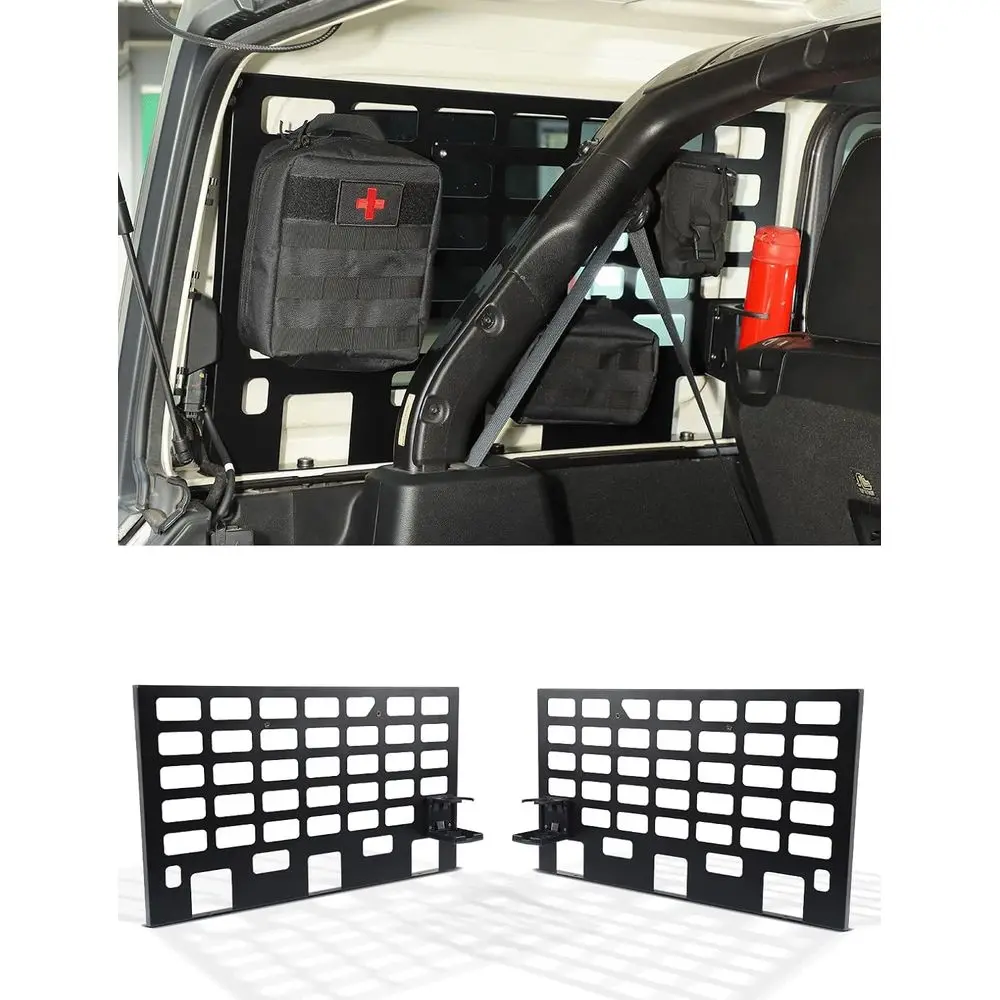 

Side Storage Racks, Cargo Metal Carrier, MOLLE Panel Organizer for 2018-2023 Jeep Wrangler JLU 4 Door, Internal Expansion Access