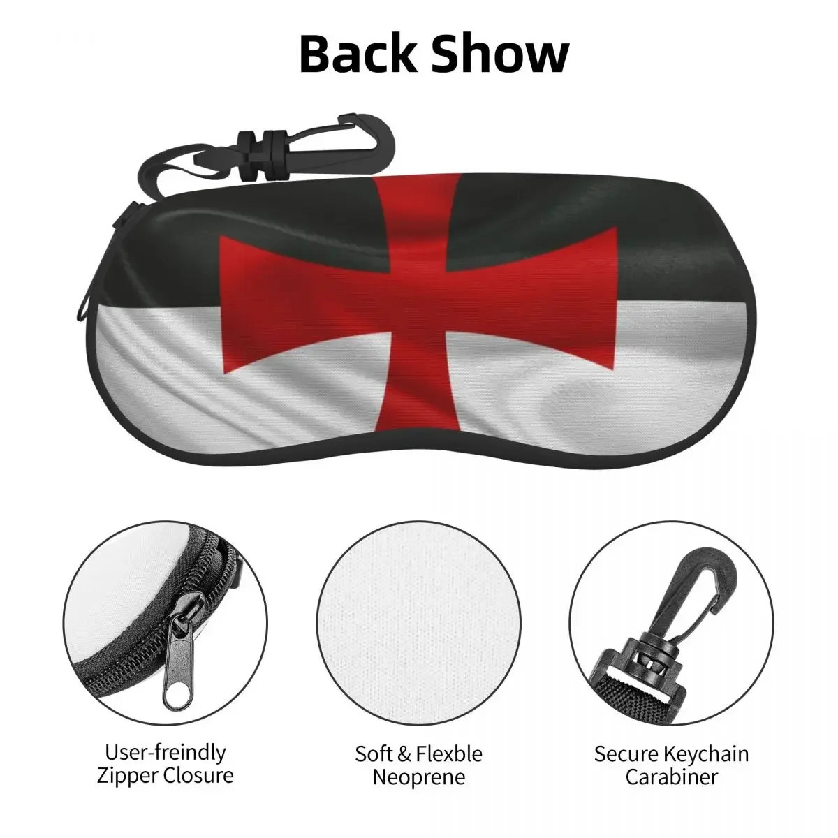 Funda protectora para gafas de sol con bandera de los Caballeros, funda para gafas templarias, cruzadas medievales suaves, bolsa para gafas de sol cruzadas