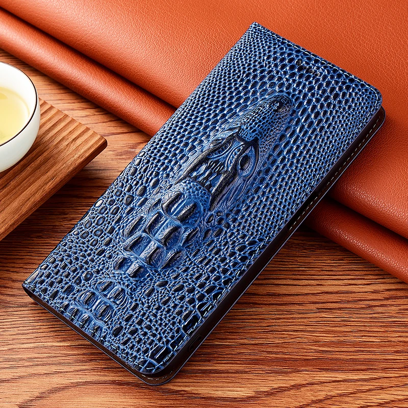 

Crocodile Genuine Leather Magnetic Flip Phone Case For OPPO K10 K9 K9x K9s Pro K7 K7x K5 K3 K1 5G Wallet Cover