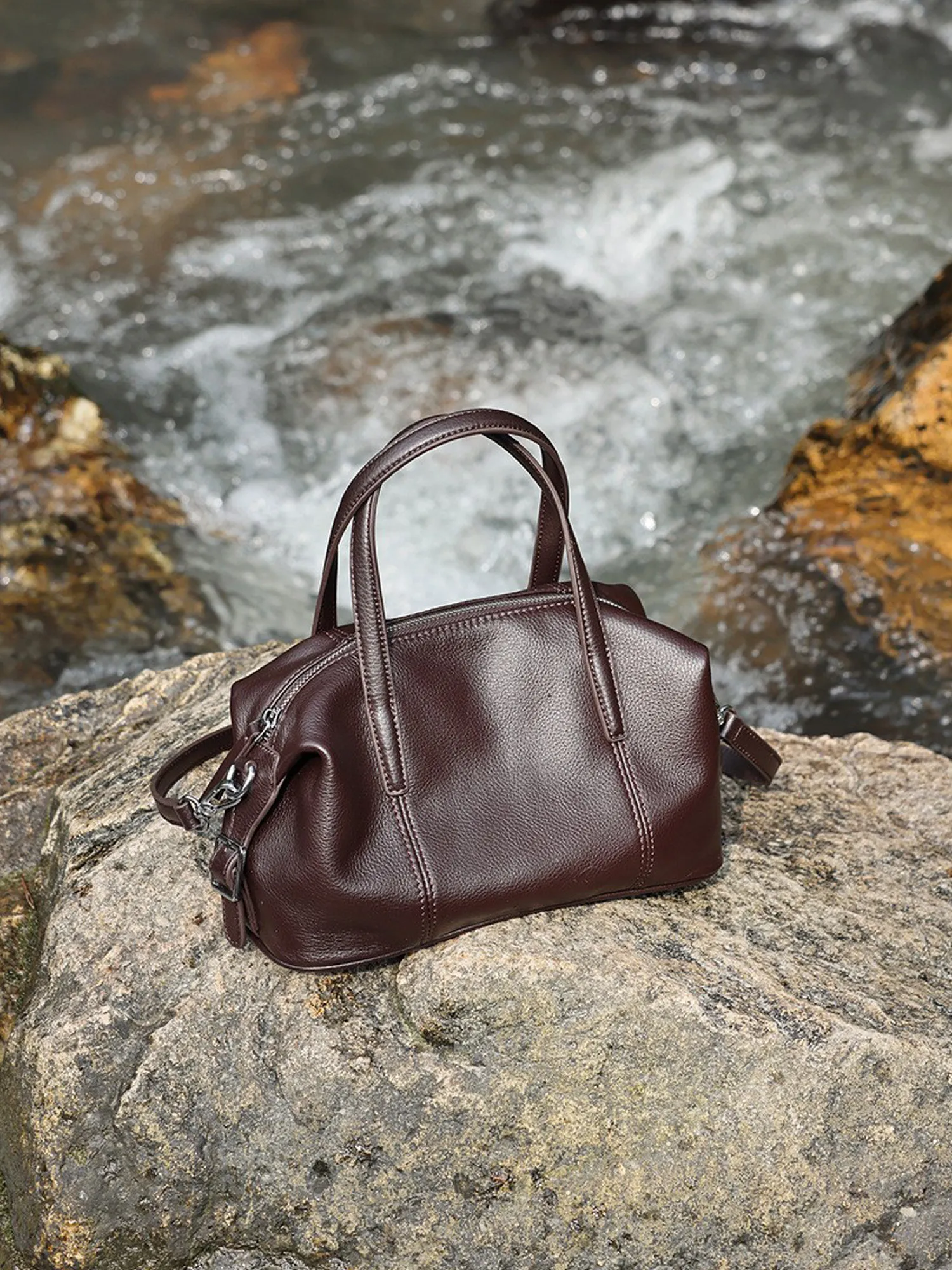 2026 New Top Grain Cowhide Pillow Bag For Women, Genuine Soft Leather Boston Bag, Luxury Commute Handbag Shoulder Crossbody Bag
