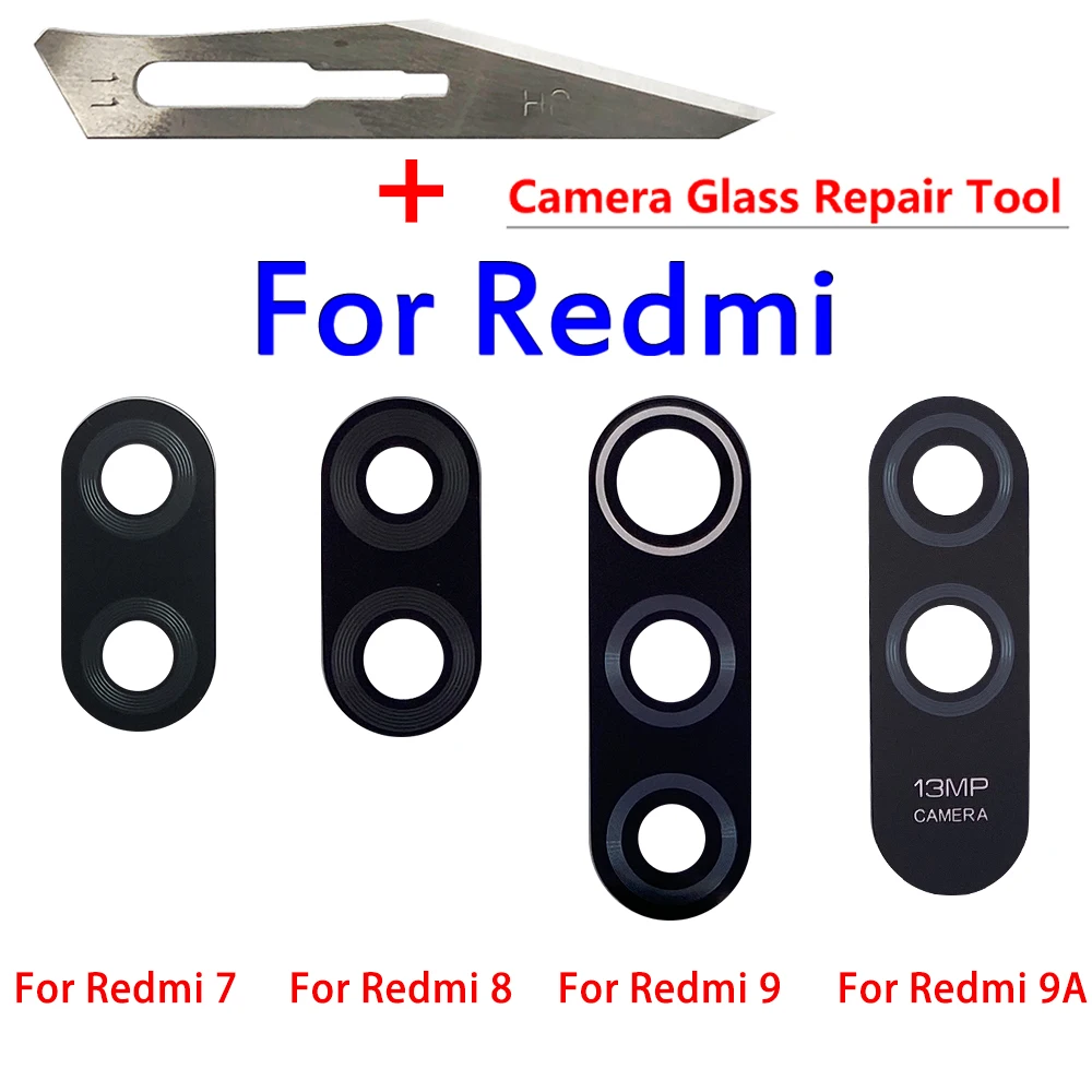 Back Rear Camera Glass Lens With Adhesive For Xiaomi Redmi 12C 10A 10C 10 9T 9A 9C 9 8A 8 7 7A Camera Lens with Tool