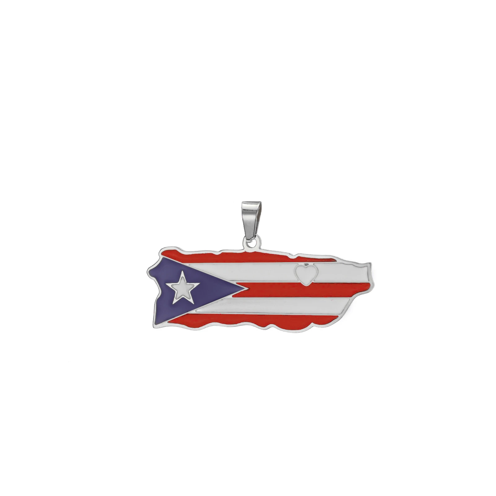 Hot selling Drip Oil Puerto Rico National Map Stainless Steel Pendant for Men and Women