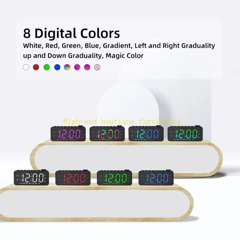 L9NB Colorful LED Digital Clock Adjustable Brightness, Voice Control, Weekend Alarm
