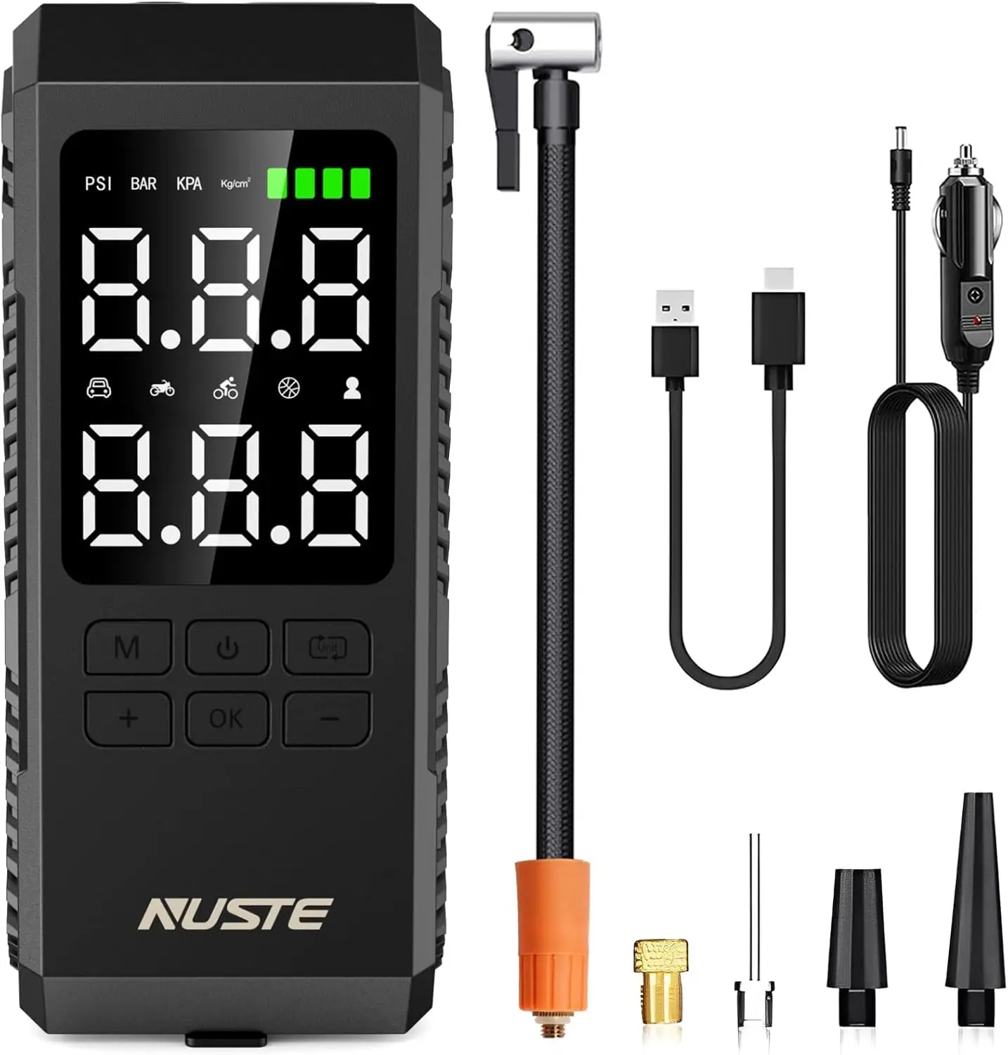 

Portable Tire Inflator with Digital Gauge, 150PSI Rechargeable Air Pump for Car, Bike, Motorcycle – LED Light