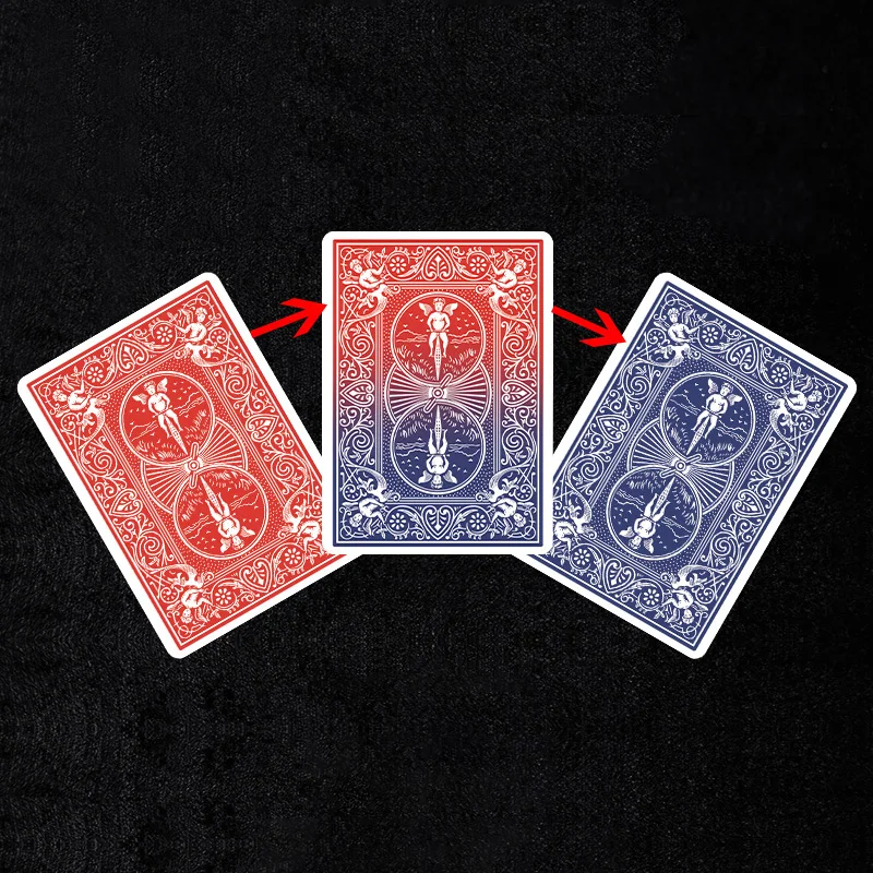 توقظ التحول المريمية المتجاوز تصور ظهور البطاقة الحمراء الزرقاء لتغيير اللون على الفور خدعة سحرية للتحايل