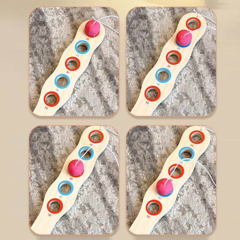 With String And Ball, Hand-Eye Coordination Elastic Technology Paddle Interactive Sensory Training Kit Wooden Paddle Ball