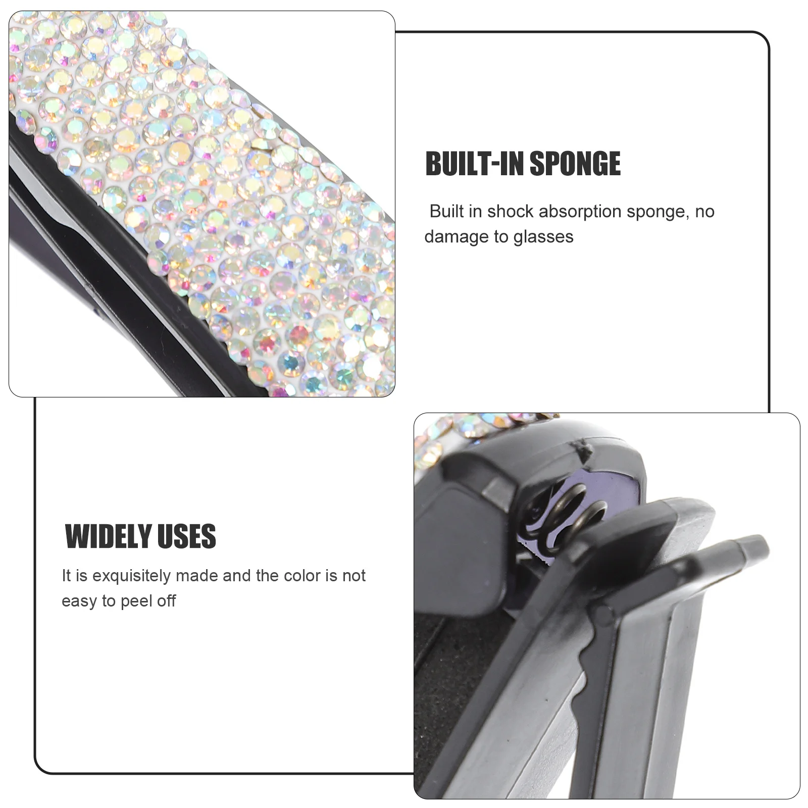 

2Pcs Car Visor Rhinestone Clip Beautiful Interior Decor Useful for Glasses and Cards Fixing Car Sunglasses Rhinestone Clip