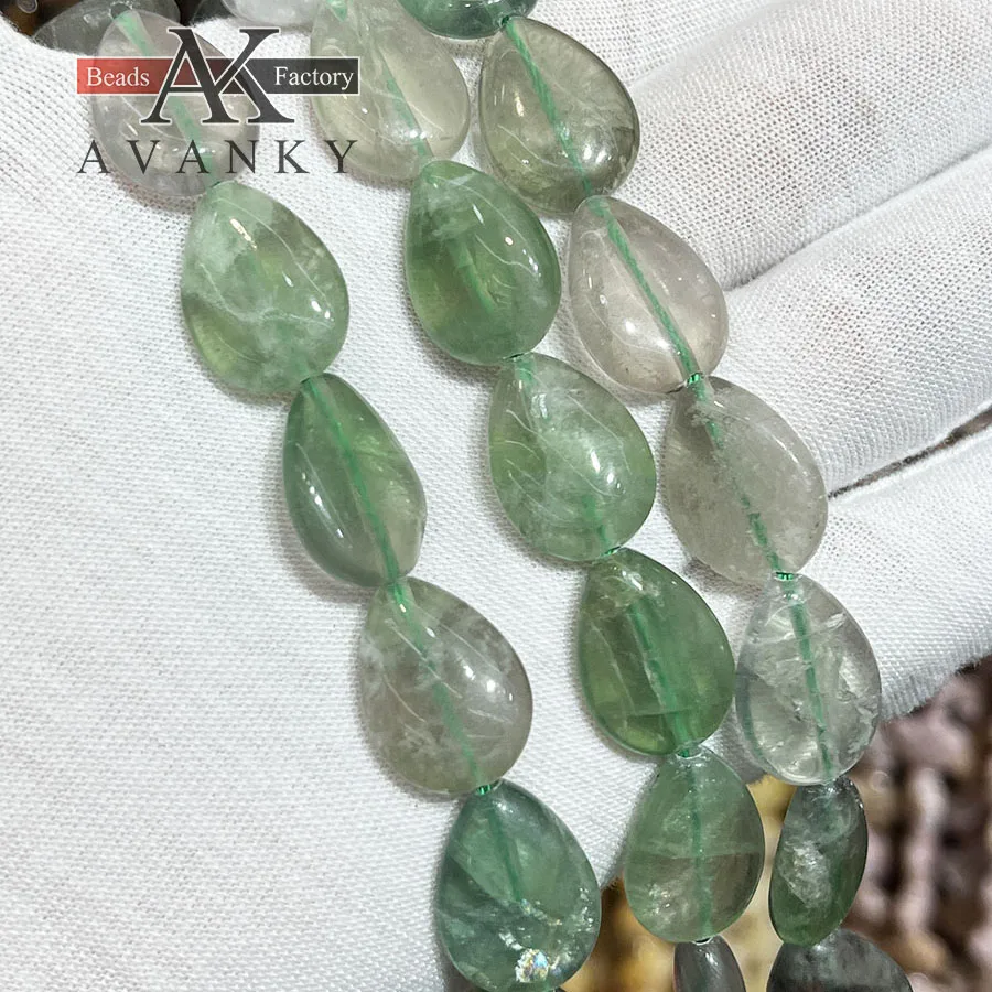 13x18mm Natural Color Fluorite Water Droplet Melon Seeds Shape Loose Beads Jewelry Making DIY Necklace Bracelet Accessory 15''