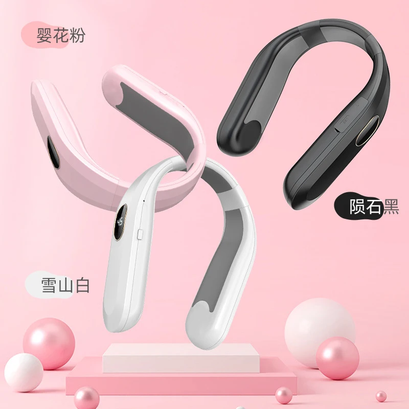 Neck Warmer Winter Portable Protector Halter Powerbank Bladeless Silent Rechargeable Wearable Neckband Fan LED Display Heater