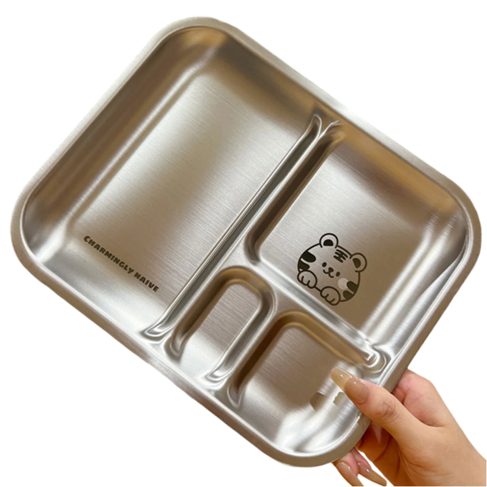 

Dining Plate Compartment Children Lunch Tableware Dining Easy To Clean High-quality Stainless Steel Rust And Wear Resistant